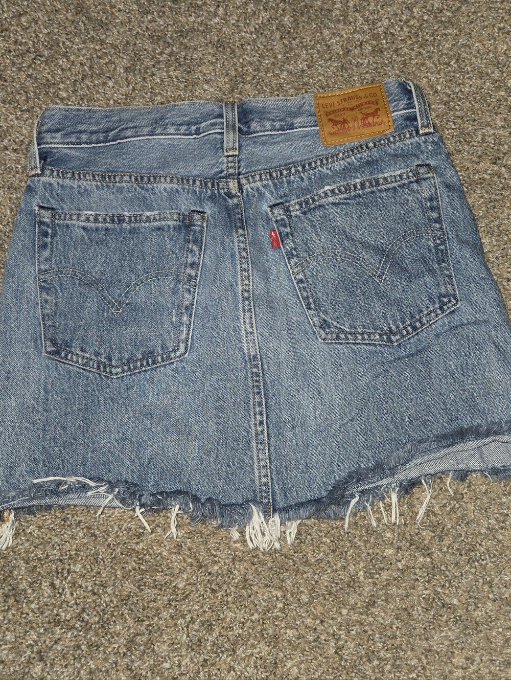 Levi's Light Blue Distressed Denim Mini Skirt, Sz 27